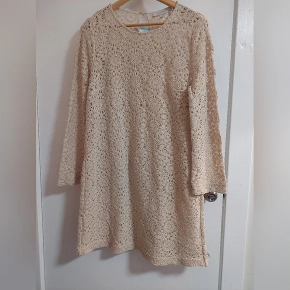 LOFT Cream Long Sleeve Lace Dress - Picture 1 of 5